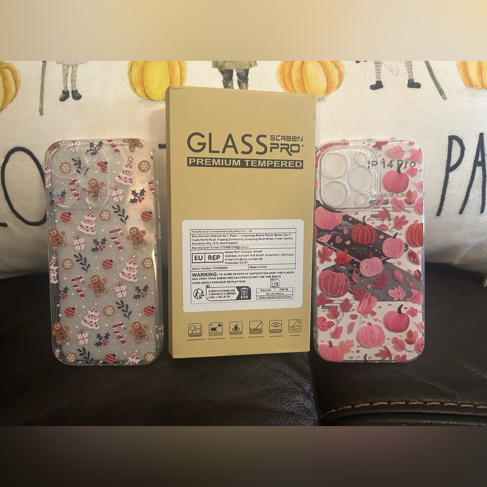 Premium Tempered Glass Screen Protector &2-Festive Phone Cases for iPhone 14 Pro